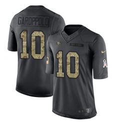 Men's Nike San Francisco 49ers #10 Jimmy Garoppolo Limited Black 2016 Salute to Service NFL Jersey