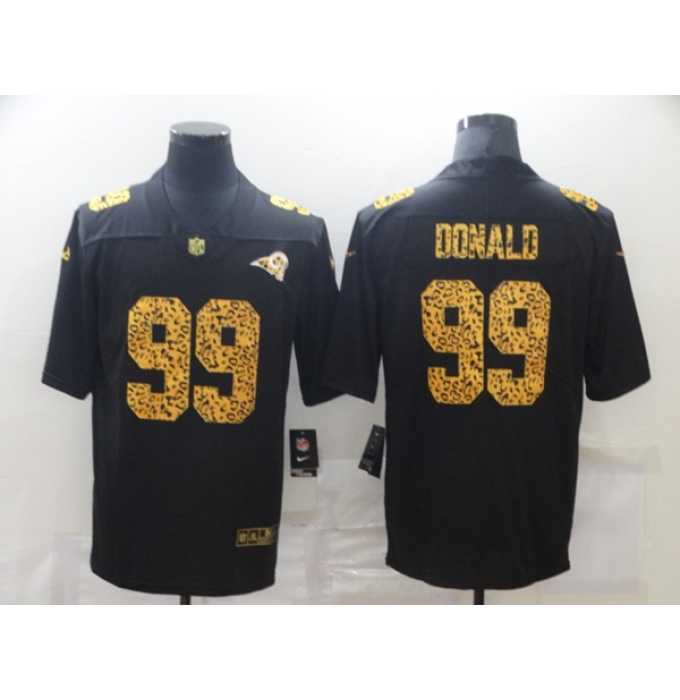 Men's Los Angeles Rams #99 Aaron Donald 2020 Black Leopard Print Fashion Limited Football Stitched Jersey