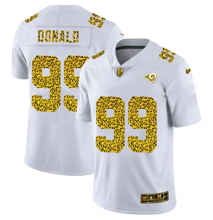 Men's Los Angeles Rams #99 Aaron Donald 2020 White Leopard Print Fashion Limited Football Stitched Jersey