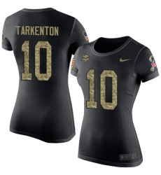 Women's Nike Minnesota Vikings #10 Fran Tarkenton Black Camo Salute to Service T-Shirt