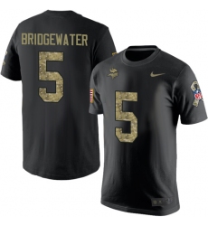 Nike Minnesota Vikings #5 Teddy Bridgewater Black Camo Salute to Service T-Shirt