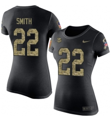 Women's Nike Minnesota Vikings #22 Harrison Smith Black Camo Salute to Service T-Shirt