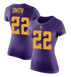 Women's Nike Minnesota Vikings #22 Harrison Smith Purple Rush Pride Name & Number T-Shirt