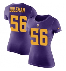 Women's Nike Minnesota Vikings #56 Chris Doleman Purple Rush Pride Name & Number T-Shirt