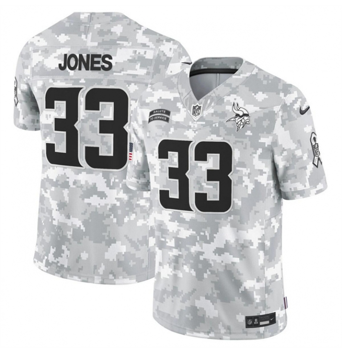 Men's Minnesota Vikings #33 Aaron Jones 2024 F.U.S.E Arctic Camo Salute To Service Limited Stitched Football Jersey