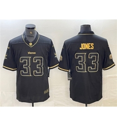 Men's Minnesota Vikings #33 Aaron Jones Black Golden Edition Limited Stitched Jersey