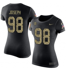 Women's Nike Minnesota Vikings #98 Linval Joseph Black Camo Salute to Service T-Shirt