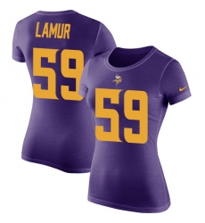 Women's Nike Minnesota Vikings #59 Emmanuel Lamur Purple Rush Pride Name & Number T-Shirt