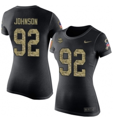 Women's Nike Minnesota Vikings #92 Tom Johnson Black Camo Salute to Service T-Shirt