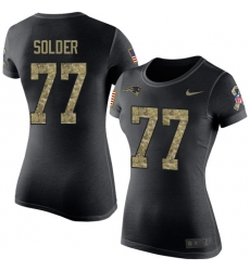 Women's Nike New England Patriots #77 Nate Solder Black Camo Salute to Service T-Shirt