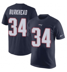 Nike New England Patriots #34 Rex Burkhead Navy Blue Rush Pride Name & Number T-Shirt