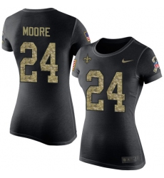 Women's Nike New Orleans Saints #24 Sterling Moore Black Camo Salute to Service T-Shirt