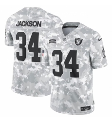 Youth Las Vegas Raiders #34 Bo Jackson 2024 F U S E Arctic Camo Salute To Service Limited Stitched Football Jersey