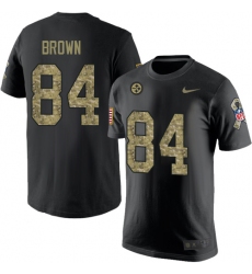 Nike Pittsburgh Steelers #84 Antonio Brown Black Camo Salute to Service T-Shirt