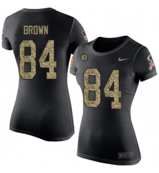 Women's Nike Pittsburgh Steelers #84 Antonio Brown Black Camo Salute to Service T-Shirt