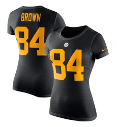 Women's Nike Pittsburgh Steelers #84 Antonio Brown Black Rush Pride Name & Number T-Shirt