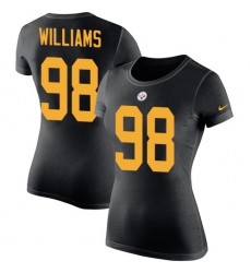 Women's Nike Pittsburgh Steelers #98 Vince Williams Black Rush Pride Name & Number T-Shirt