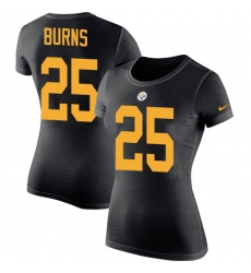 Women's Nike Pittsburgh Steelers #25 Artie Burns Black Rush Pride Name & Number T-Shirt