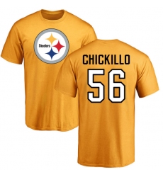 NFL Nike Pittsburgh Steelers #56 Anthony Chickillo Gold Name & Number Logo T-Shirt