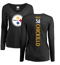 NFL Women's Nike Pittsburgh Steelers #56 Anthony Chickillo Black Backer Slim Fit Long Sleeve T-Shirt