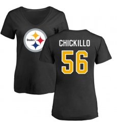 NFL Women's Nike Pittsburgh Steelers #56 Anthony Chickillo Black Name & Number Logo Slim Fit T-Shirt