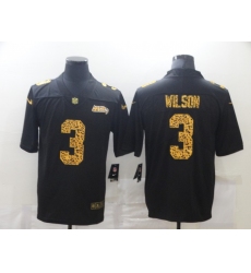 Men's Seattle Seahawks #3 Russell Wilson Black Nike Leopard Print Limited Jersey
