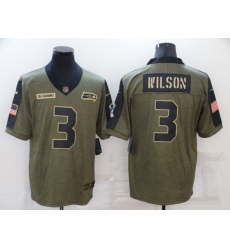 Men's Seattle Seahawks #3 Russell Wilson Nike Olive 2021 Salute To Service Limited Player Jersey