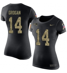 Women's Nike New England Patriots #14 Steve Grogan Black Camo Salute to Service T-Shirt