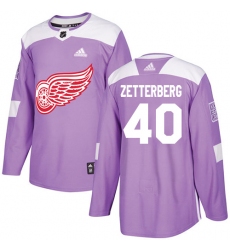 Men's Adidas Detroit Red Wings #40 Henrik Zetterberg Authentic Purple Fights Cancer Practice NHL Jersey