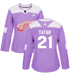 Women's Adidas Detroit Red Wings #21 Tomas Tatar Authentic Purple Fights Cancer Practice NHL Jersey