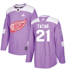 Youth Adidas Detroit Red Wings #21 Tomas Tatar Authentic Purple Fights Cancer Practice NHL Jersey