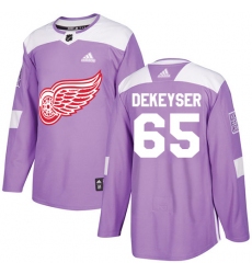 Men's Adidas Detroit Red Wings #65 Danny DeKeyser Authentic Purple Fights Cancer Practice NHL Jersey