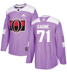 Youth Adidas Ottawa Senators #71 Gabriel Gagne Authentic Purple Fights Cancer Practice NHL Jersey