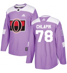 Men's Adidas Ottawa Senators #78 Filip Chlapik Authentic Purple Fights Cancer Practice NHL Jersey