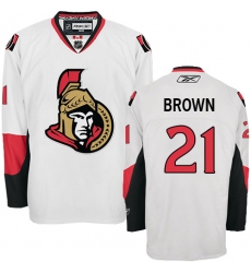 Youth Reebok Ottawa Senators #21 Logan Brown Authentic White Away NHL Jersey