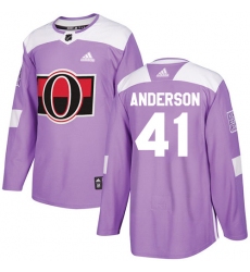 Men's Adidas Ottawa Senators #41 Craig Anderson Authentic Purple Fights Cancer Practice NHL Jersey