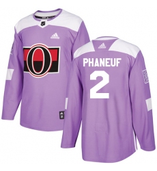 Youth Adidas Ottawa Senators #2 Dion Phaneuf Authentic Purple Fights Cancer Practice NHL Jersey