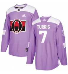 Youth Adidas Ottawa Senators #7 Kyle Turris Authentic Purple Fights Cancer Practice NHL Jersey