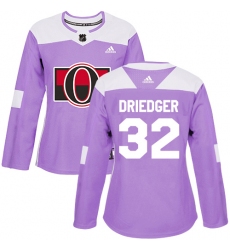 Women's Adidas Ottawa Senators #32 Chris Driedger Authentic Purple Fights Cancer Practice NHL Jersey