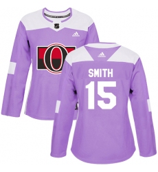 Women's Adidas Ottawa Senators #15 Zack Smith Authentic Purple Fights Cancer Practice NHL Jersey