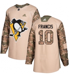 Youth Adidas Pittsburgh Penguins #10 Ron Francis Authentic Camo Veterans Day Practice NHL Jersey