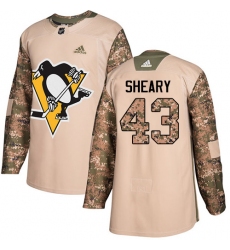 Men's Adidas Pittsburgh Penguins #43 Conor Sheary Authentic Camo Veterans Day Practice NHL Jersey