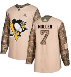 Men's Adidas Pittsburgh Penguins #7 Joe Mullen Authentic Camo Veterans Day Practice NHL Jersey