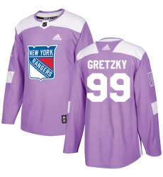 Men's Adidas New York Rangers #99 Wayne Gretzky Authentic Purple Fights Cancer Practice NHL Jersey