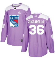 Men's Adidas New York Rangers #36 Mats Zuccarello Authentic Purple Fights Cancer Practice NHL Jersey