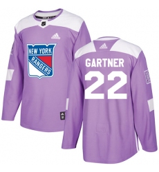 Men's Adidas New York Rangers #22 Mike Gartner Authentic Purple Fights Cancer Practice NHL Jersey