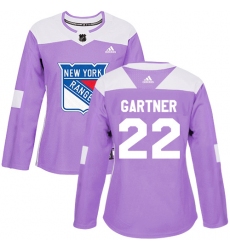 Women's Adidas New York Rangers #22 Mike Gartner Authentic Purple Fights Cancer Practice NHL Jersey