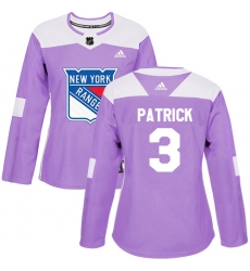 Women's Adidas New York Rangers #3 James Patrick Authentic Purple Fights Cancer Practice NHL Jersey