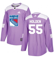 Men's Adidas New York Rangers #55 Nick Holden Authentic Purple Fights Cancer Practice NHL Jersey