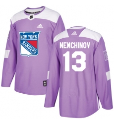 Youth Adidas New York Rangers #13 Sergei Nemchinov Authentic Purple Fights Cancer Practice NHL Jersey